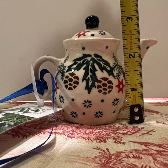 NWT WIZA POLISH POTTERY TEAPOT ORNAMENT. - Picture 4 of 5